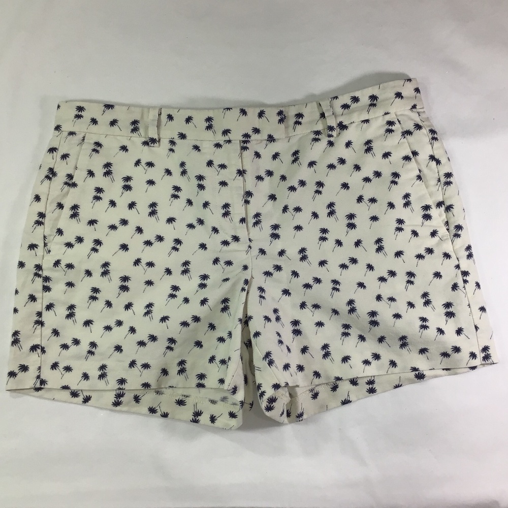 Ann Taylor Cream/Blue Palm Tree Design Shorts